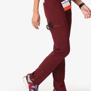 XS Figs Yola Skinny Scrub Pants - Burgundy